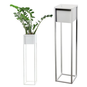 Kwietnik Metalowy Stojący Stojak na kwiaty biały 90cm skrzynka LOFT