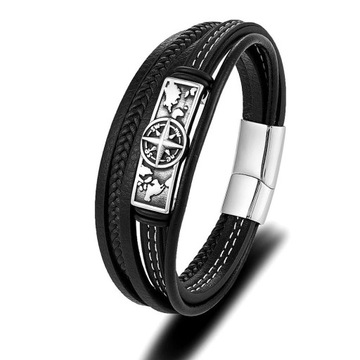 БРАСЛЕТ ИЗ НАТУРАЛЬНОЙ КОЖИ С МОТИВОМ «КОМПАС»