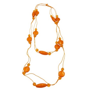 Korale / Naszyjnik na sznureczku pomarańczowy