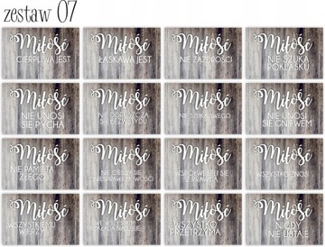 HYMN O MIŁOŚCI tabliczki zestaw 16 szt drewno 20x30cm weselne