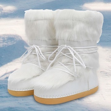 Zimowe buty śnieżne, zasznurowane białe buty narciarskie, poślizg