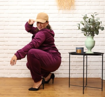 ЖЕНСКИЙ ВЕЛЮРОВЫЙ СПОРТИВНЫЙ КОМПЛЕКТ СВИТШОТ С КАПЮШОНОМ, РАЗМЕР ПЛЮС XXL