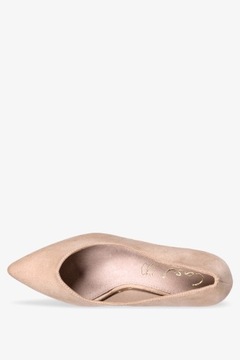 ТУФЛИ ЖЕНСКИЕ БЕЖЕВЫЕ НА ВЫСОКОМ КАБЛУКЕ, ОКРУЖЕННЫМ НОСКОМ, КОЖАНОЙ Стельке, размер 38