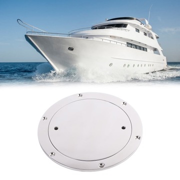 Смотровой люк на круглой палубе лодки, крышка порта доступа к морю UY