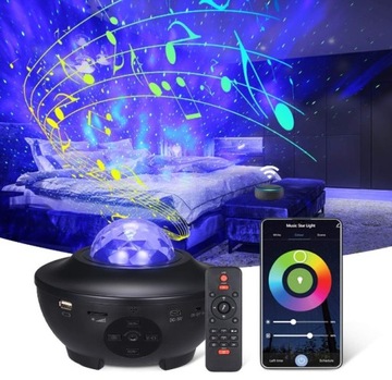 PROJEKTOR GWIAZD RZUTNIK NIEBA LAMPKA NOCNA LED GŁOŚNIK BLUETOOTH + PILOT