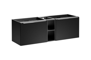 Szafka łazienkowa wisząca 140cm pod umywalkę czarna uchw. chrom cichy domyk