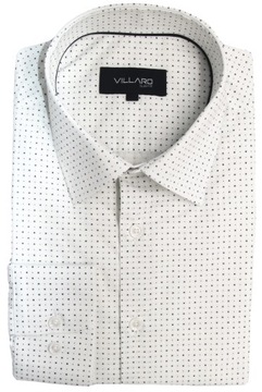 Koszula Villaro slim 42 164/170 biała w granatowy wzorek