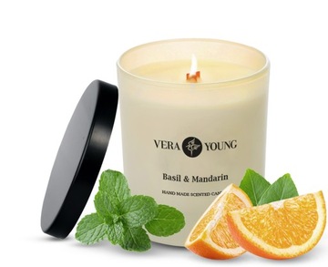 Świeca Sojowa Zapachowa VERA YOUNG DANDY Basil & Mandarin 220g 55h