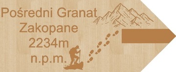Magnes drewniany Tatry Pośredni Granat drogowskaz górski