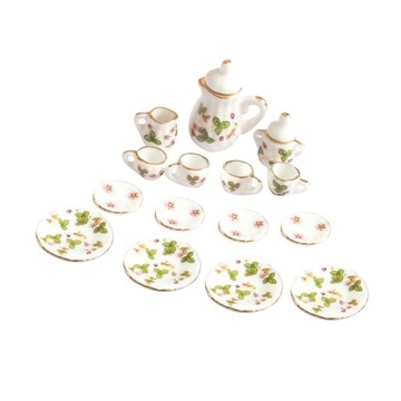 1:12 Miniaturowe 15 Zielone Kwiaty Ceramiczna