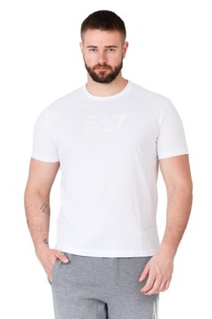 EA7 EMPORIO ARMANI Biały t-shirt męski z logo S