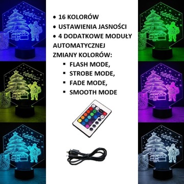 OZDOBA ŚWIĄTECZNA MIKOŁAJ 3D LED KOLORY RGB PILOT