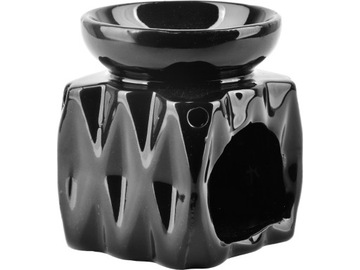 ЧЕРНЫЙ Керамический АРОМАТИЧЕСКИЙ КАМИН для воскового масла - 7 x 6,5 x 8 см