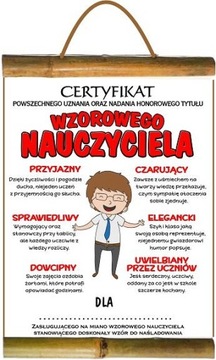 Certyfikat upominek dla nauczyciele wychowawcy