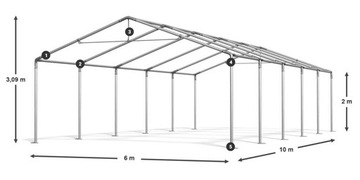 Палатка складская 6х10м конструкция DAS 240 S