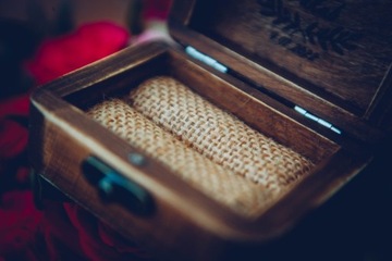 Шкатулка для обручальных колец - Бохо, Рустик, Гравировка