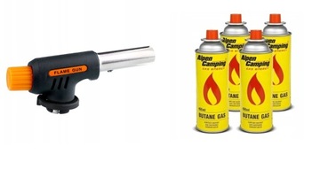 PALNIK GAZOWY AUTO ZAPŁON LUTLAMPA NA KARTUSZE GAZOWE POMARAŃCZOWY + 4 gazy