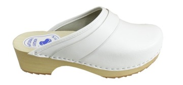 Białe drewniaki damskie D02 39