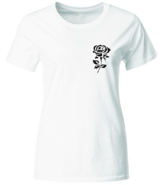KOSZULKA Z NADRUKIEM RÓŻY, MODNY WZÓR, BIAŁA, ROZ. XXL