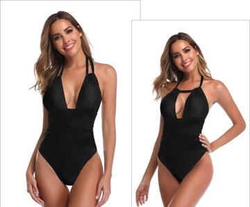 STRÓJ KOSTIUM KĄPIELOWY MONOKINI CZARNY BLACK M
