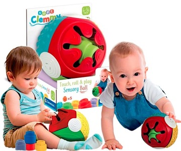 PIŁECZKA PIŁKA SENSORYCZNA CLEMMY + KLOCKI 6msc+