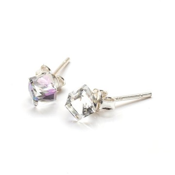 Srebrne 925 Kolczyki z kr. Swarovski Cube 4mm VL