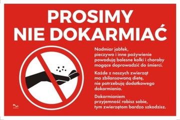 Tabliczka NIE DOKARMIAĆ ZWIERZĄT