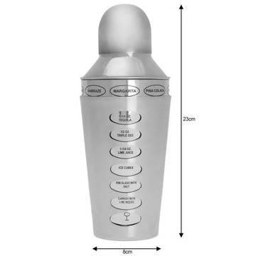 Барменский шейкер 600 мл с рецептами напитков