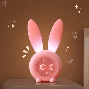KRESKÓWKA KRÓLIK LAMPKA NOCNA LED Z BUDZIKIEM