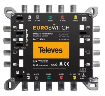 Телевизионные переключатели MultiSwitch 5/8 выходов EUROSWITCH 5 x 8 + источник питания 12 В постоянного тока 732101