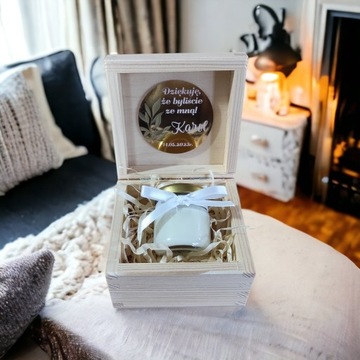 Podziękowanie obecność gości Komunia pudełko świeczka