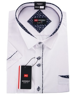KOSZULA MĘSKA BIAŁA BAWEŁNIANA WIZYTOWA GARNITUROWA DUŻA CASUAL 5XL 49/50