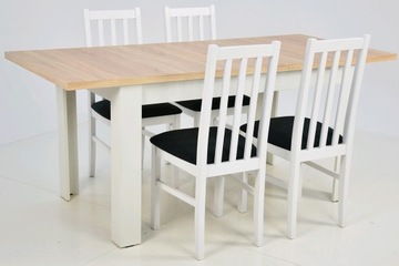 Модный комплект из раздвижного СТОЛИКА и 4-х БЕЛЫХ стульев.