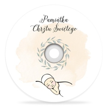 Płyta DVD z nadrukiem PAMIĄTKA CHRZTU ŚWIĘTEGO ecru kremowy beż