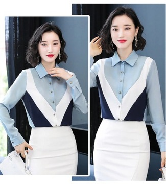 Blusas Mujer De Moda 2024 Офисные туфли с отложным воротником