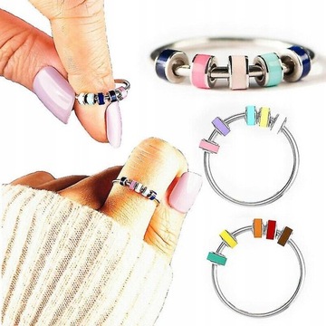 Spinning Enamel Fidget Ring, Anxiety Ring For