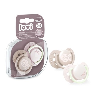 LOVI Smoczek silikonowy dynamiczny symetryczny 0-2m 2 szt BABY SHOWER GIRL
