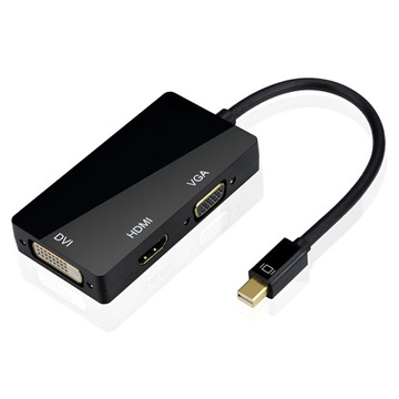 ADAPTER 3w1 z MINI DisplayPort do HDMI 4K VGA DVI