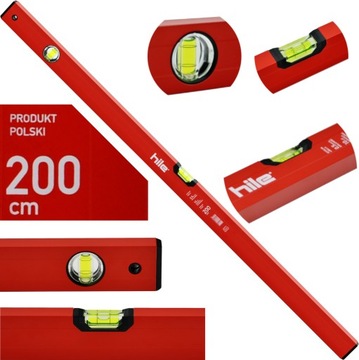 POZIOMICA POZIOMNICA 200 CM ALUMINIOWA CZERWONA PRO HILE