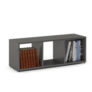 Szafka Podłogowa Regał Komorowy Modułowy 3 Półki Grafitowy Komoda Pozioma