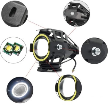 2x МОТОЦИКЛОВЫЕ ГАЛОГЕННЫЕ ЛАМПЫ КОЛЬЦЕВЫЕ ФАРЫ LED 3Ccc
