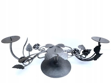 ŚWIECZNIK ANTYK LIŚCIE METAL SREBRO RÓŻE ALMI XL