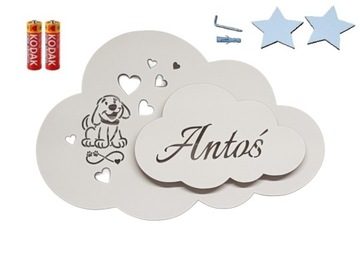 Лампа собака собака облако милашка ночь светодиодные ЦВЕТА именные батарейки