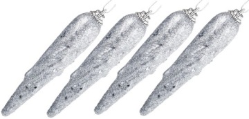 SOPLE SREBRNE ZAWIESZKI CHOINKA BOMBKI SOPEL 4 SZT