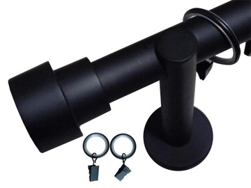 KARNISZ+CICHE KÓŁKA CZARNY MAT GRUBY 25MM 360 CM