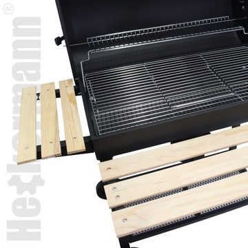 САДОВЫЙ УГОЛЬНЫЙ ГРИЛЬ, 2 ХРОМИРОВАННЫЕ РЕШЕТКИ, 2 ПОЛКИ, ЗЕПЕЛЬ, ТЕРМОМЕТР, СТАЛЬ