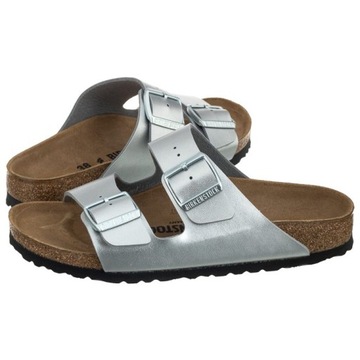 Buty Damskie Klapki Birkenstock Arizona BS Srebrne