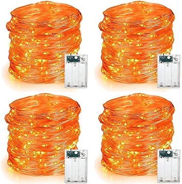 4x LAMPKI JESIENNE GIRLANDA ŚWIETLNA DEKORACYJNA POMARAŃCZOWA DRUCIK LED 6m