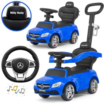 Chodzik jeździk auto z rączka MERCEDES-AMG C63 Niebieski Milly Mally