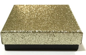 pudełko na biżuterię ok 9x9x2,5cm złoty brokat